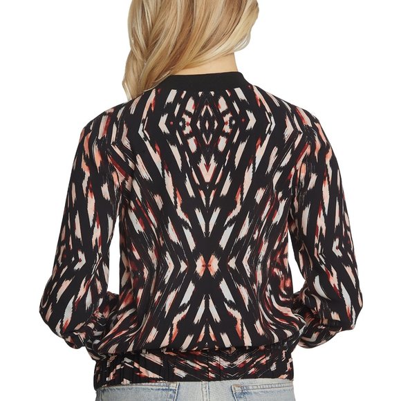 NWT Womens Size XS Nordstrom 1.STATE Modern Ikat Print Zip Front Bomber Jacket - Picture 2 of 2